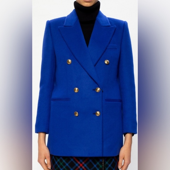 SAINT LAURENT RUNWAY Virgin wool cashmere royal-blue blazer jacket - Picture 5 of 6